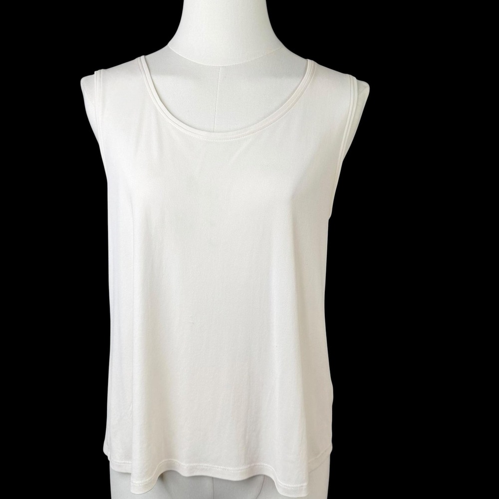 Eileen Fisher Tank Top Womens Petite PS Ivory 100 Percent Silk Scoop Neck Knit
